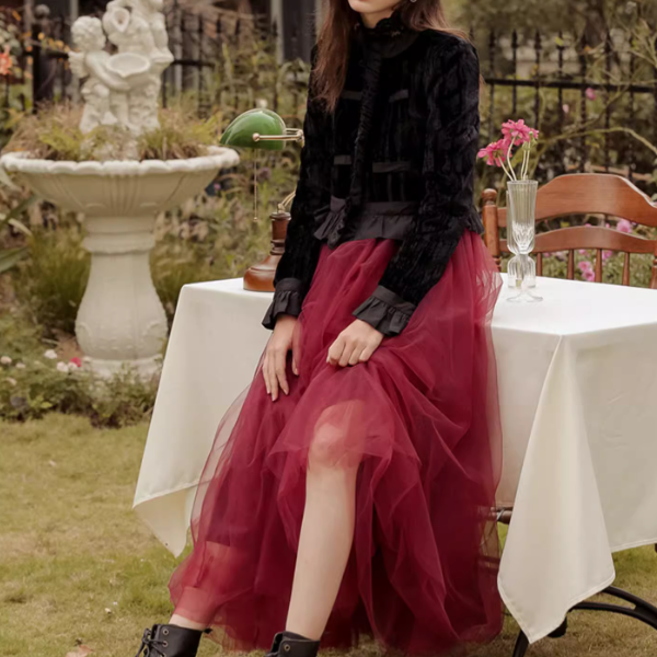 【2color】メッシュフェアリーロングスカート Z00189