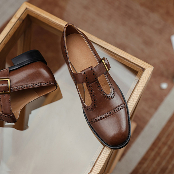 Tストラップミディアムヒールローファー　Z00486