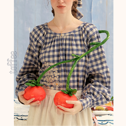 ギンガムチェックウエストリボンロングワンピース　《Z00757》