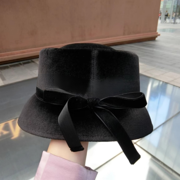【2color】リボン付きベルベットハット Z00059