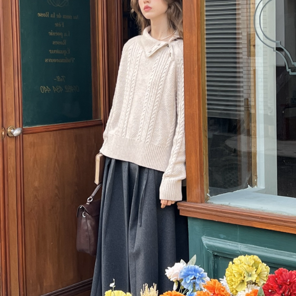 冬の読書室とツイストの記憶ニット《Z01160》