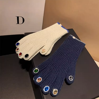 【4color】指先きらめく＊カラフルストーン手袋《Z01193》