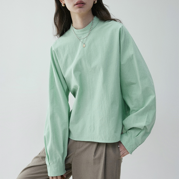 【2color】ギャザーカフ＆バルーンスリーブブラウス《Z00838》