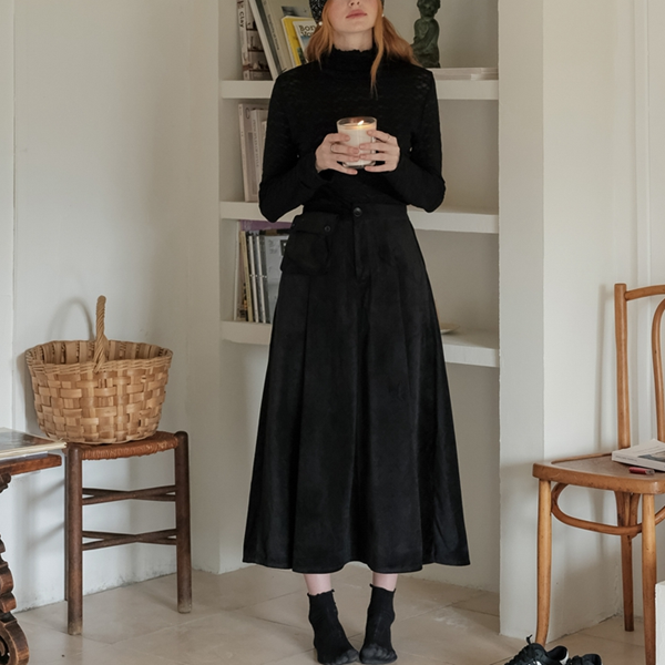 【2color】リムーバブルポケット付きコーデュロイAラインスカート  《Z00781》