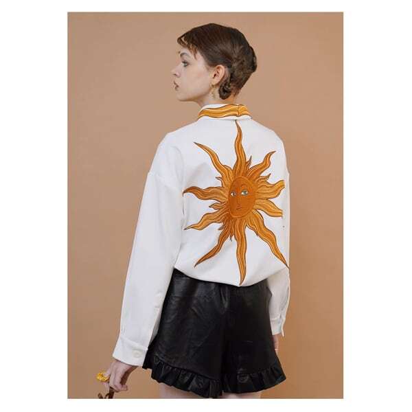 【2color】太陽刺繍シャツブラウス C0079
