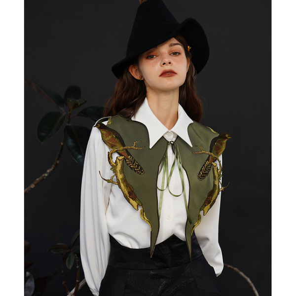 バードエンブロイダリーショール w-061