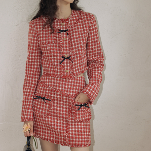 千鳥格子フリンジエッジセットアップ Z00018