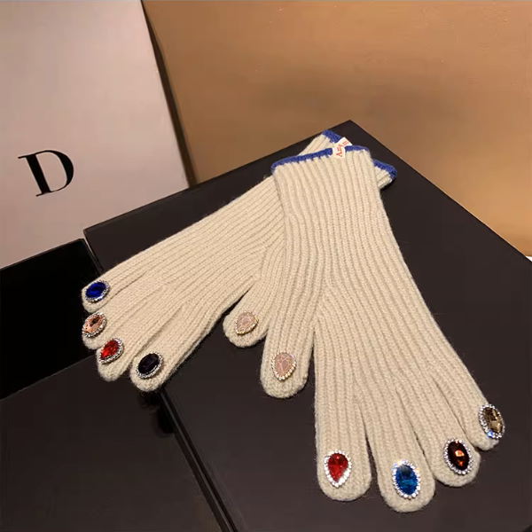 【4color】指先きらめく＊カラフルストーン手袋《Z01193》