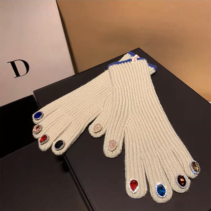 【4color】指先きらめく＊カラフルストーン手袋《Z01193》