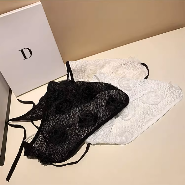 【3color】花飾りが揺れる＊メッシュヘッドスカーフ《Z01196》