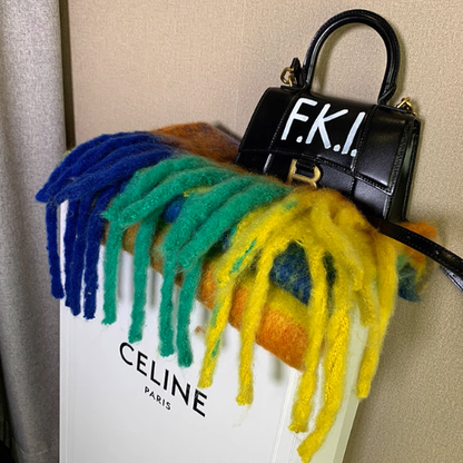 【8color】マルチカラーが映えるロング丈ブロックチェックマフラー《Z01185》