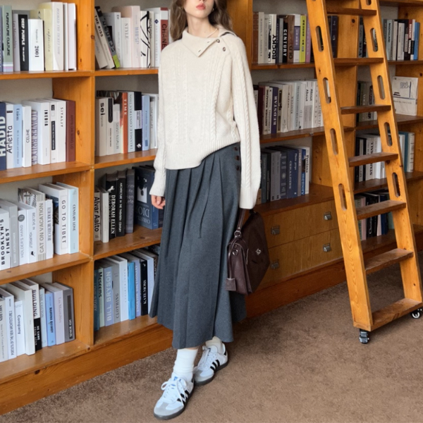 冬の読書室とツイストの記憶ニット《Z01160》