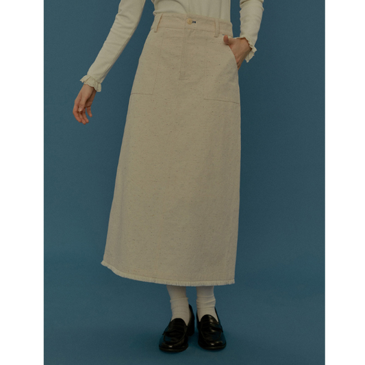 フリンジ付きAラインミモレ丈スカート Z00068