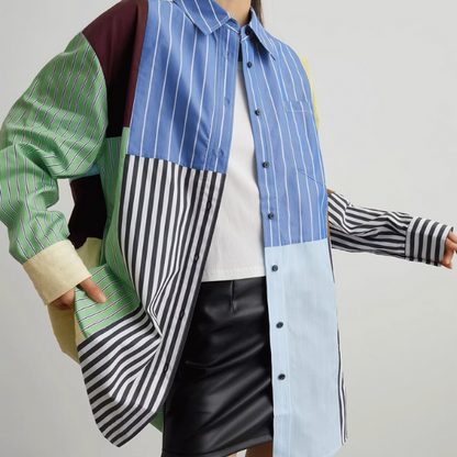 マルチカラーパッチワークルーズシャツ《Z00946》