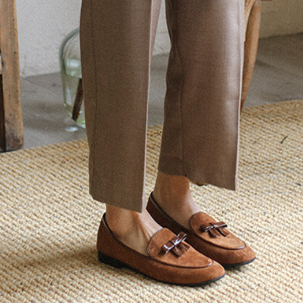 ハニーブラウンフラットレザーシューズ Z00148