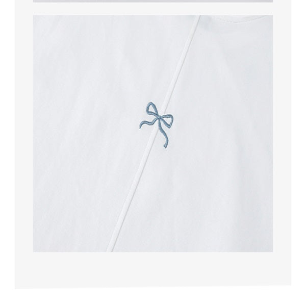 【2color】バックリボン刺繍クルーネックトップ　Z00324