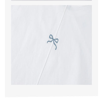 【2color】バックリボン刺繍クルーネックトップ　Z00324