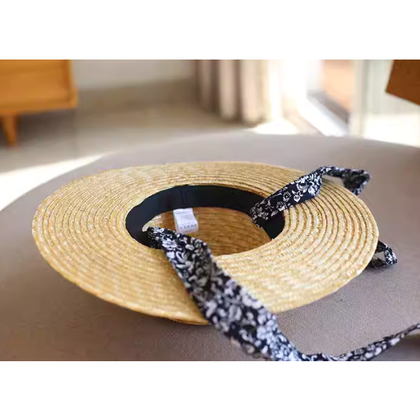 ハーフストラップフラットトップストローハット W-204
