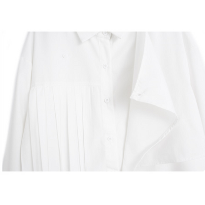 【2color】ラペルプリーツシャツ X-350