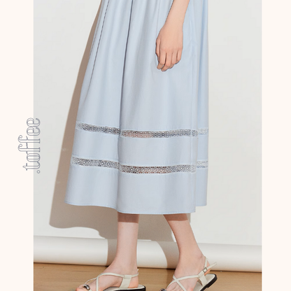 【2color】メッシュレースAラインミモレ丈ワンピース《Z00924》