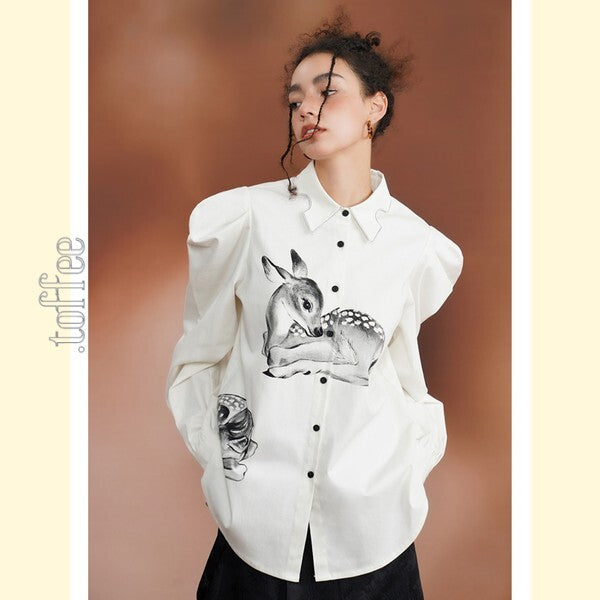 【2color】月明かりのバンビが踊る：オリエンタルな世界へ誘うブラウス C0185