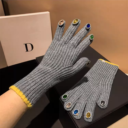 【4color】指先きらめく＊カラフルストーン手袋《Z01193》