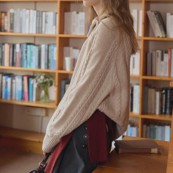 冬の読書室とツイストの記憶ニット《Z01160》