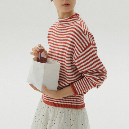 【2color】朝の光をまとうボーダーニット《Z01169》