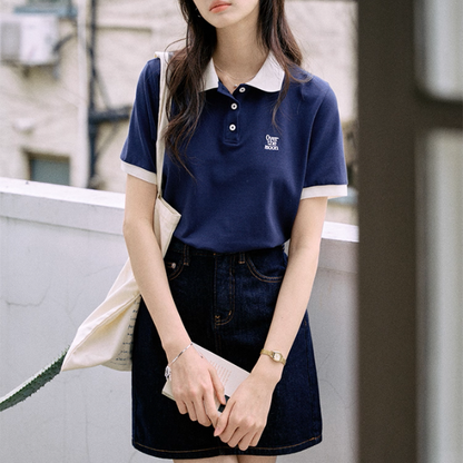 配色襟が映えるロゴ刺繍ポロシャツ《Z01110》