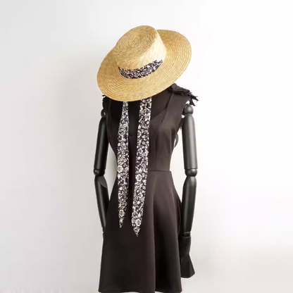 ハーフストラップフラットトップストローハット W-204