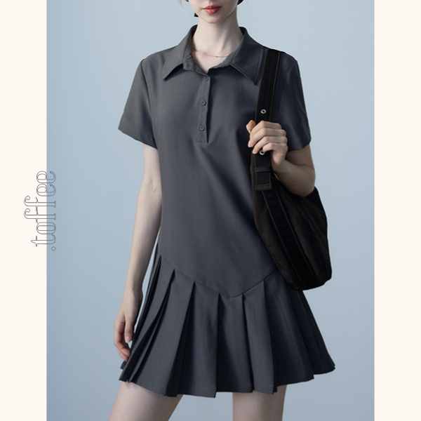 ポロカラープリーツミニスカート　Z00465