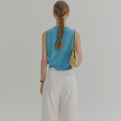 羽ばたく鳥と木の実のシアーニットベスト《Z01018》