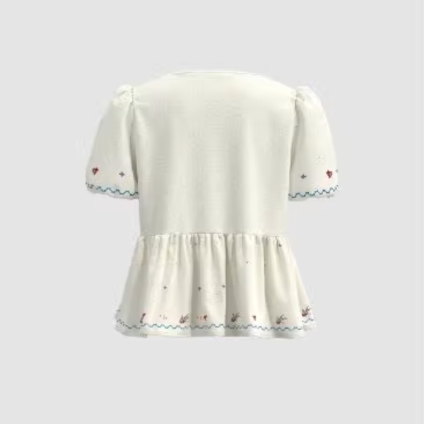 フラワー刺繍ペプラムブラウス《Z01032》