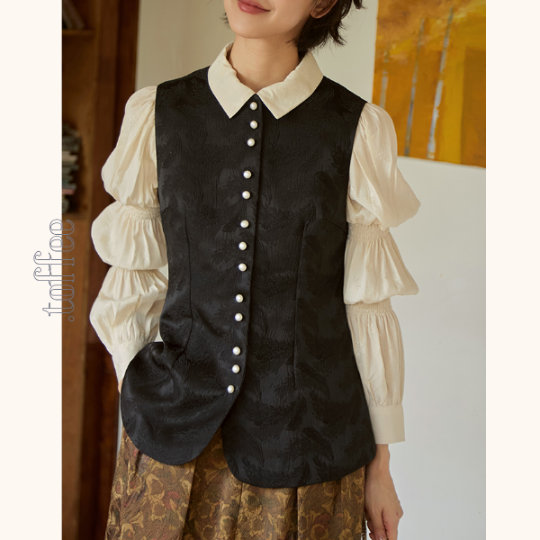 パフスリーブジャガードブラウス　《Z00808》