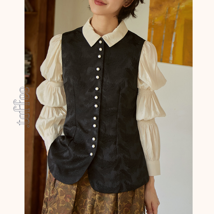 パフスリーブジャガードブラウス　《Z00808》