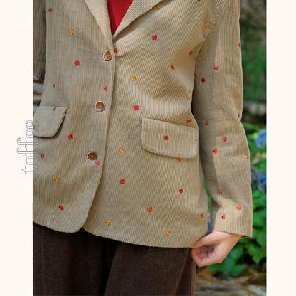 小花刺繍コーデュロイテーラードジャケット　《Z00708》