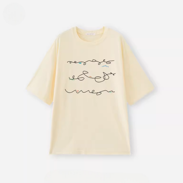 【6color】イレギュラーラインプリントオーバーサイズロングTシャツ《Z00992》