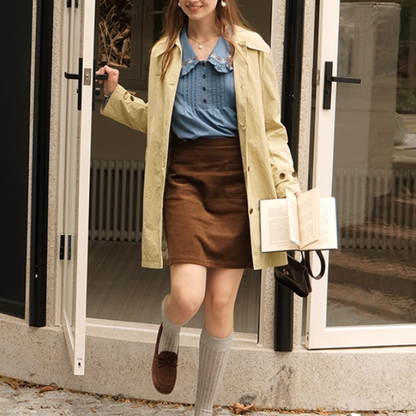 さくらんぼ刺繍とプリーツのドーリーシャツ《Z01178》