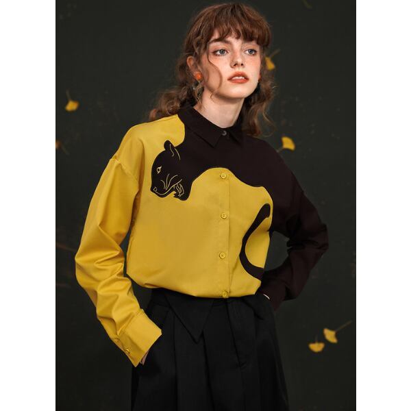 レオパード刺繍ブラウス C0046