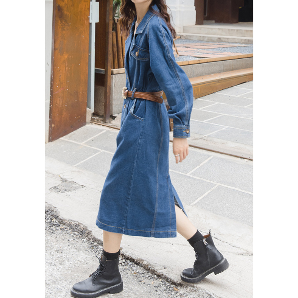 ダブルブレストデニムワンピース AU-325