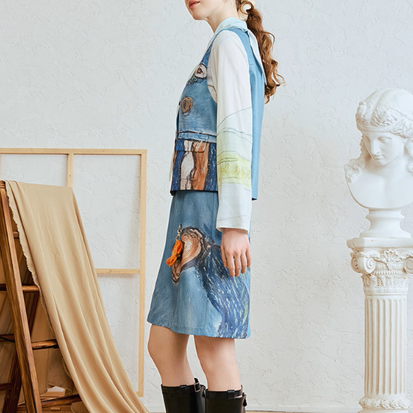 絵画のようなVネックアートベスト《Z01064》