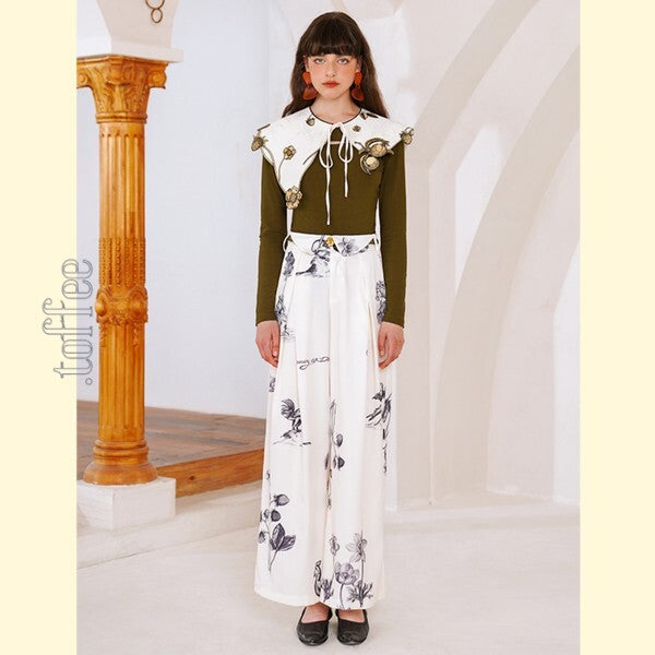 【2color】果物モチーフの植物画刺繍：ロマンティックフェアリーケープ　C0168