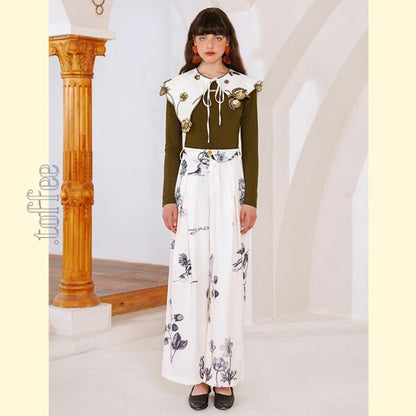 【2color】果物モチーフの植物画刺繍：ロマンティックフェアリーケープ　C0168