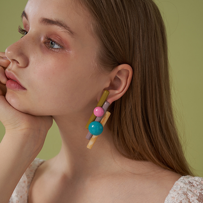 【2pattern】コントラストカラーパンフルートモチーフイヤーアクセサリー　《Z00798》