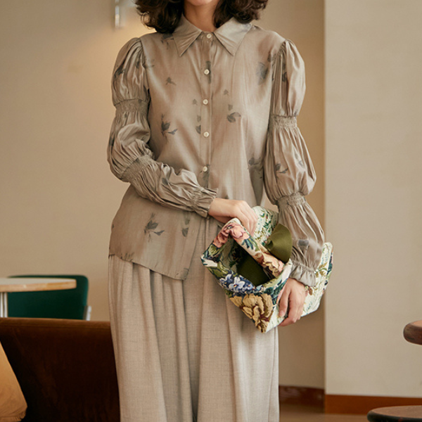 ティアードパフスリーブシャツ AU-414