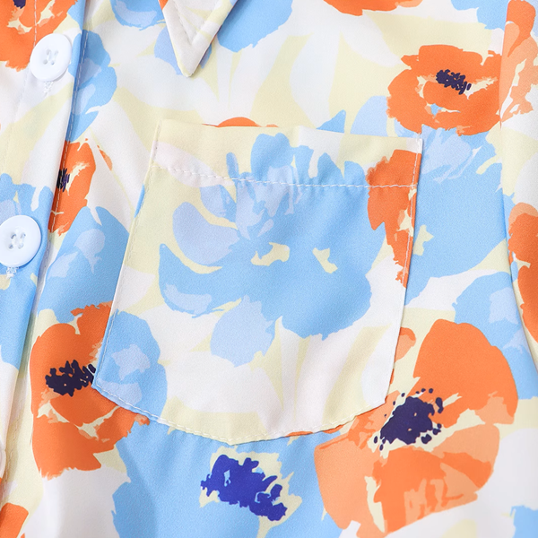 ドローストリング付きフローラルクロップド丈シャツ 《Z00914》