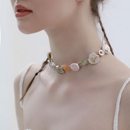 マルチカラーボタンネックレス　Z00579