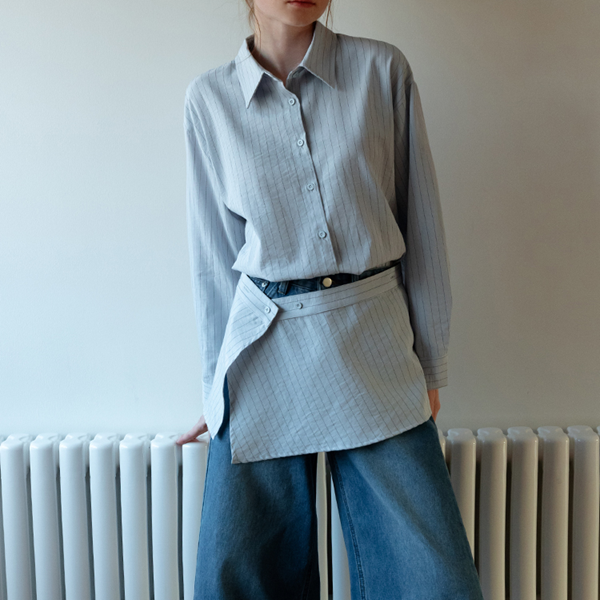 【2color】ストライプ柄ロングスリーブボタンダウンシャツ　《Z00716》