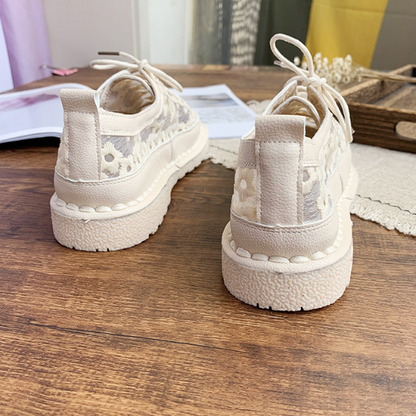 【２color】フラワーエンブロイダリーレトロシューズ　AU-131