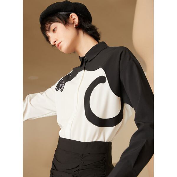 レオパード刺繍ブラウス C0060